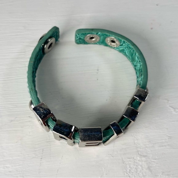 Vintage BCBGeneration Aqua Leather and Chrome Dream Bracelet with Snaps Y2K - Picture 6 of 9